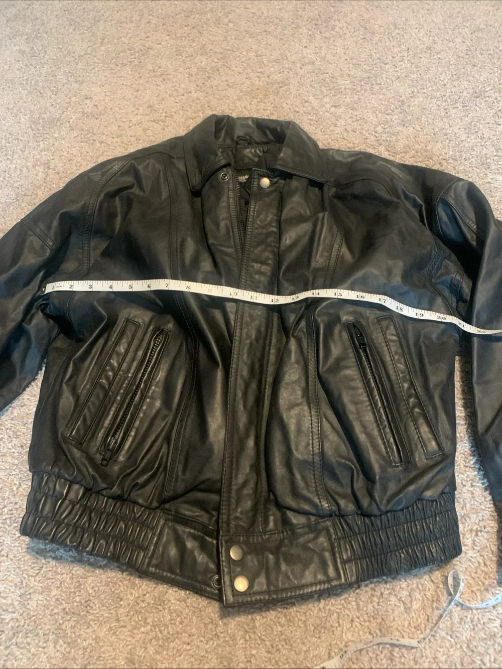 Vintage Men's Black Leather Jacket - Classic Bomber Style Sz Medium